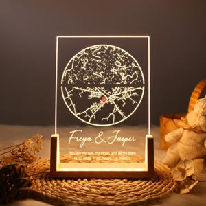 Constelación personalizada con mapa de ubicación, regalo de aniversario para parejas, mapa estelar personalizado por fecha, mapa de dónde nos conocimos, regalo de compromiso