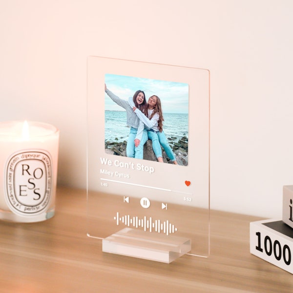 Personalized Music Plaque-Create Your Own Resin Music Art-Song Lover Gift-Valentines Day Gift Custom Picture Acrylic Playlist Stand