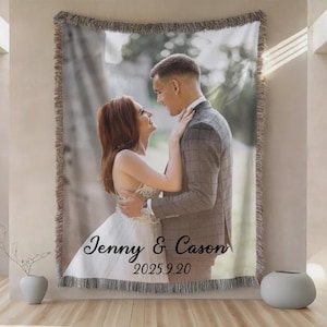 Benutzerdefinierte Foto Decke, personalisierte gewebte Decke, Foto gewebter Überwurf, Hochzeitstag Geschenk, Foto gewebter Baumwollüberwurf, Foto Geschenk Decke