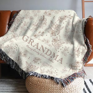 Personalized Grandma Blanket,Custom Grandmother Woven Throw,Nana Floral Blanket,Gift For Grandma,Nana Tapestry,Grandmother gift