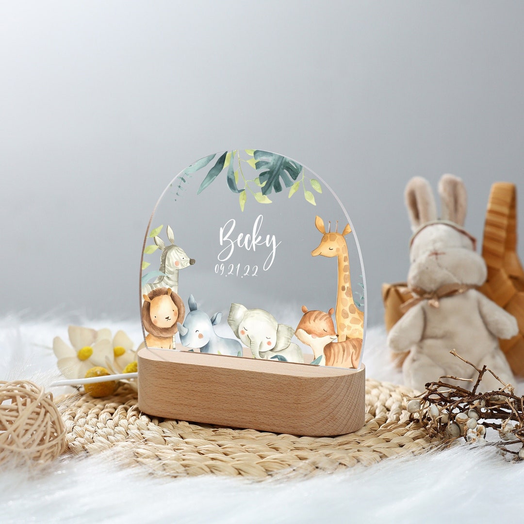 Cute Lion Giraffe Zoos Night Light,elephant Zebra Safari Animals