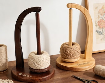 Engraving Yarn Ball Holder, Wooden Yarn Feeder, Rotating Yarn Stand, Magnetic Yarn Ball Holder With Text, Gift for Mother, Mother's Day Gift