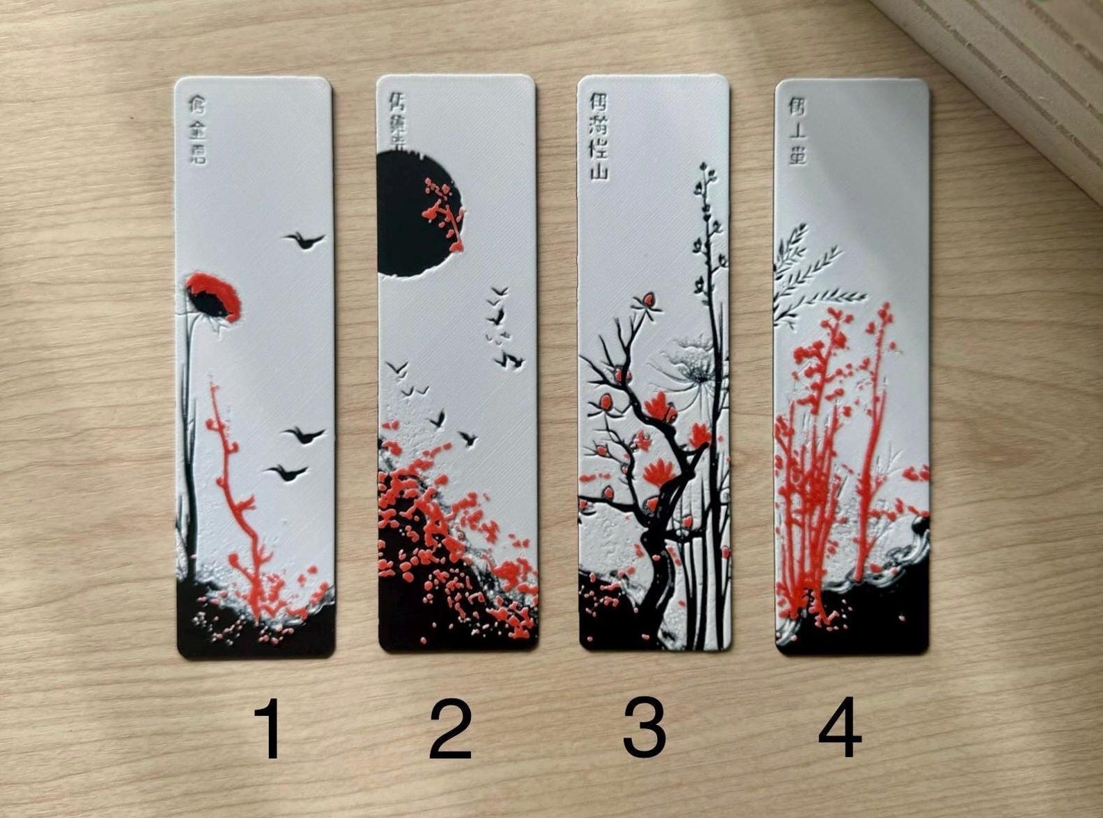 Japanese Inspired Bookmarks red Blossom Elegant and Unique Floral ...