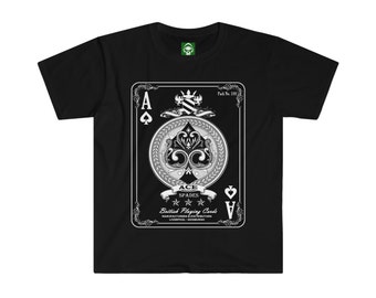 Vintage Playing Card Ace of Spades Unisex Softstyle T-Shirt Gift Present Birthday Father's Day Gambler Poker Casino Whale Motorhead