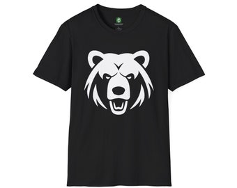 Bear T-Shirt,Unisex Softstyle, Grizzly tee shirt, Camper tee's, Camping, Dad gift, Novelty Woodlands Animal, Bushcraft