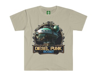 Diesel Punk Scout Skyship Unisex Softstyle T-Shirt Gift Present Sci Fi Car Mechanic Collector Auto Racing