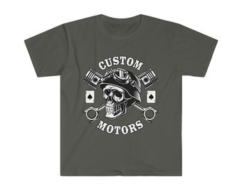 Skull and Pistons emblem Unisex Softstyle T-Shirt