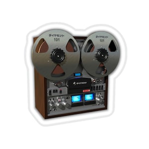 Gestanzte Aufkleber mit Vintagem Reel To Reel Tonbandgerät Design