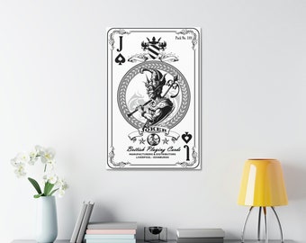 Living Room Wall Art, Prints, Vintage Playing Card, Joker, Spades, Satin Canvas, Stretched, Gift, Present Birthday Father's Day, Poker
