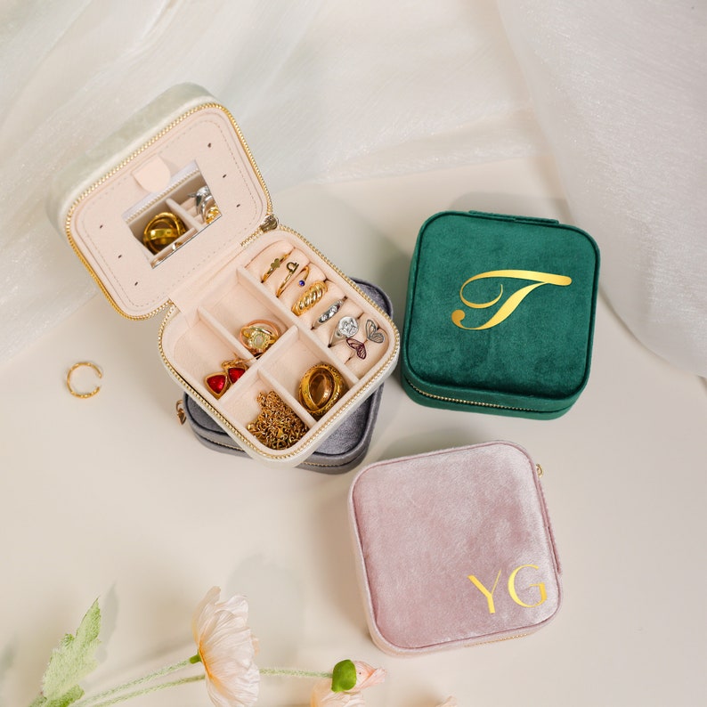 Personalized Velvet Jewelry Boxcustom Name Travel Jewellery Etsy Canada