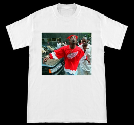 Tupac Shakur 2pac Wearing Detroit Red 