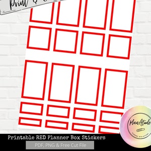 Printable Planner Box Stickers for Happy Planner Red Functional Printable Sticker Classic Vertical