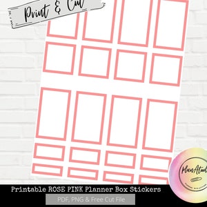 Printable Planner Box Stickers for Happy Planner Rose Pink Functional Printable Sticker Classic Vertical