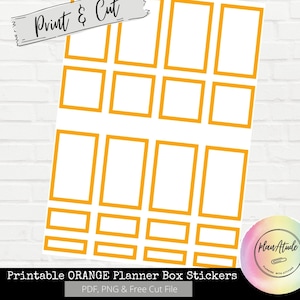 Printable Planner Box Stickers for Happy Planner Orange Functional Printable Sticker Classic Vertical