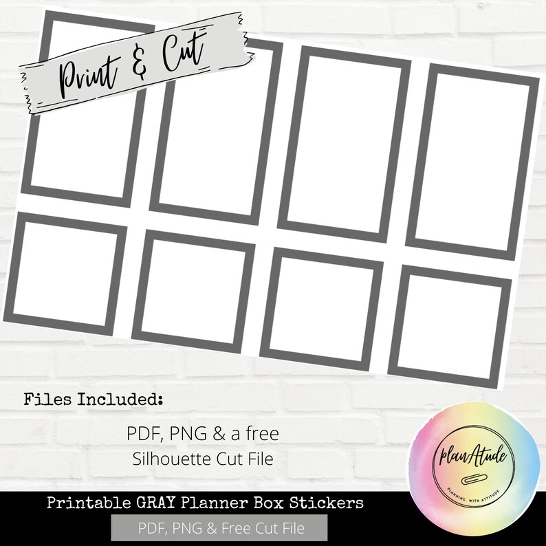 Printable Planner Box Stickers for Happy Planner Gray Functional ...