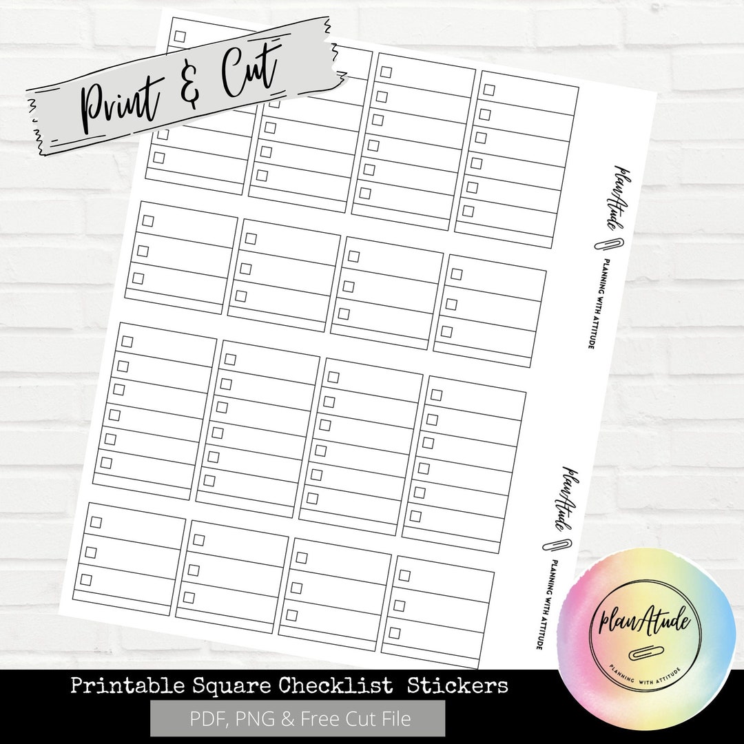 Printable Planner Square Checklist Stickers for Happy Planner Functional Printable Sticker ...