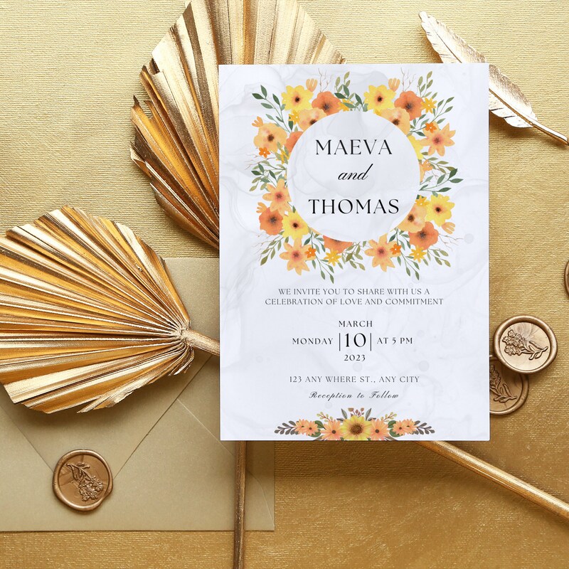Yellow Wedding Invitation - Etsy