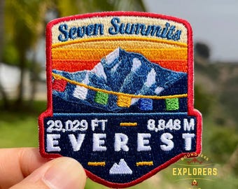 Everest - Seven Summits Patch: 2.75-Inch Iron-On Embroidered Badge for Backpack, Jacket, Bag