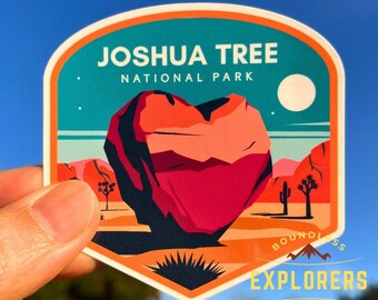 Joshua Tree Heart Rock National Park Sticker: Waterproof Vinyl Decal for Water Bottle, Laptop, Car