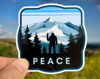 Bigfoot Peace National Park Sticker: Waterproof Vinyl Decal for Water Bottle, Laptop, Car