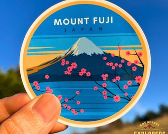 Mount Fuji Japan National Park Sticker: Waterproof Vinyl Decal for Water Bottle, Laptop, Car