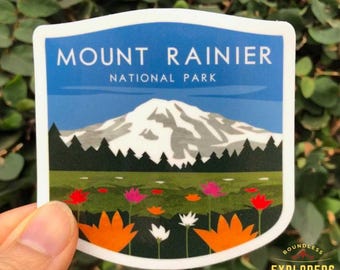 Mount Rainier National Park Sticker: Waterproof Vinyl Decal for Water Bottle, Laptop, Car
