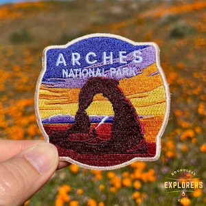 Arches National Park Patch for Backpack Denim Jacket Iron On Embroidery Patch Themed Camping Nature Mountain USA Travel Gifts for Her Him