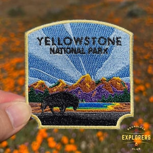 Yellowstone National Park Patch for Backpack Denim Jacket Iron On Embroidery Decal Themed Nature Hiker USA Nature Travel Gifts for Her Him