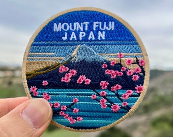 Mount Fuji Japan Patch: 2.75-Inch Iron-On Embroidered Badge for Backpack, Jacket, Bag
