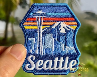 Seattle Washington Patch: 2.75-Inch Iron-On Embroidered Badge for Backpack, Jacket, Bag