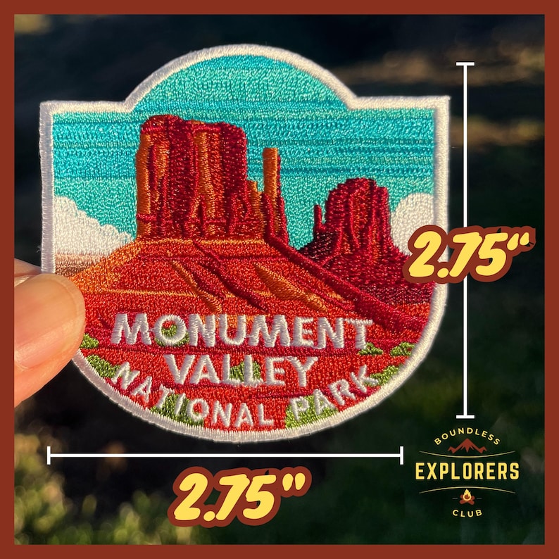 Monument Valley Patch for Backpack Denim Jacket Iron On Embroidery Patch Themed Camping Nature Mountain USA Travel Gifts for Her Him image 2