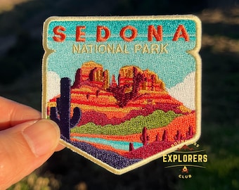 Sedona Patch for Backpack Denim Jacket Iron On Embroidery Patch Themed Camping Nature Mountain USA Travel Gifts for Her Him