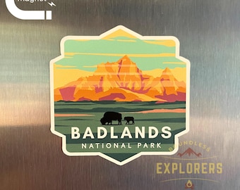 Badlands National Park Explorer Refrigerator Magnet - 2.75 inches | Water-Resistant Vinyl Magnet | US National Park Decal