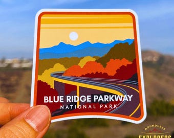 Blue Ridge Parkway National Park Sticker: Waterproof Vinyl Decal for Water Bottle, Laptop, Car
