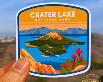Crater Lake National Park Sticker: Waterproof Vinyl Decal for Water Bottle, Laptop, Car