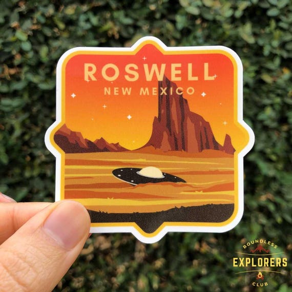 Roswell Area 51 UFO New Mexico National Park Sticker: Waterproof Vinyl Decal for Water Bottle, Laptop, Car