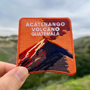 Parche para mochila, chaqueta vaquera, calcomanía bordada con plancha, diseño del Parque Nacional Acatenango, Guatemala, con temática de montaña, regalos de viaje para ella