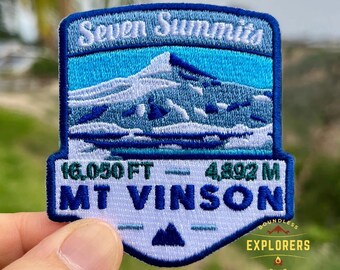 Mt Vinson - Seven Summits Patch: 2.75-Inch Iron-On Embroidered Badge for Backpack, Jacket, Bag