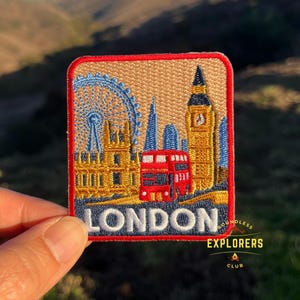 Parche de Londres para mochila, chaqueta vaquera, parche para planchar, bordado, temática de acampada, naturaleza, montaña, viajes en EE. UU., regalos para ella y él