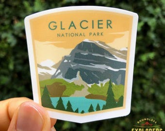Glacier National Park Sticker: Waterproof Vinyl Decal for Water Bottle, Laptop, Car