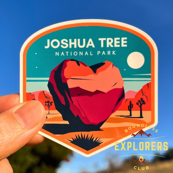 Joshua Tree Heart Rock National Park Sticker | Hydroflask Water-Resistant Vinyl Sticker | US National Park Decal