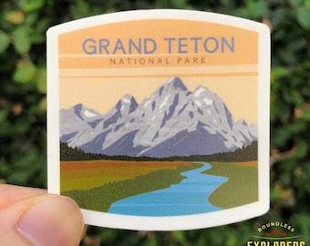 Grand Teton National Park Sticker: Waterproof Vinyl Decal for Water Bottle, Laptop, Car