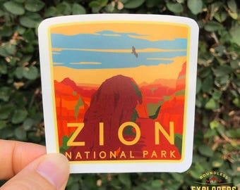 Zion National Park Sticker: Waterproof Vinyl Decal for Water Bottle, Laptop, Car