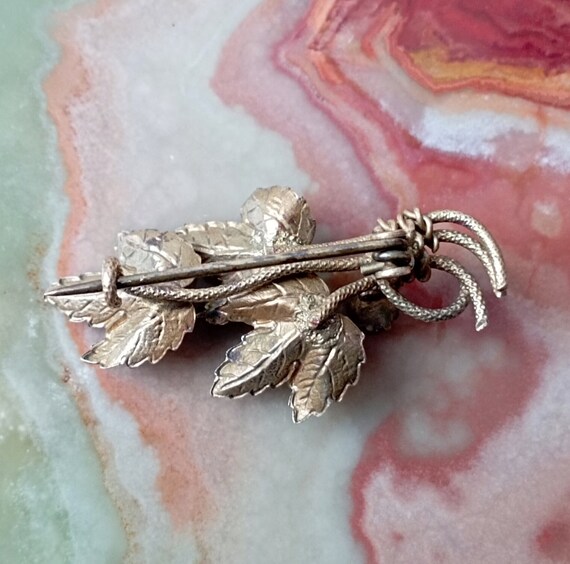 Broche Ancienne Art Déco En Argent Rose Et Ambre - État Excellent, Pièce Vintage Précieuse