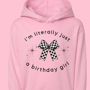 Toddler Birthday Girl Hoodie: Retro Checkered Bow Party Sweatshirt