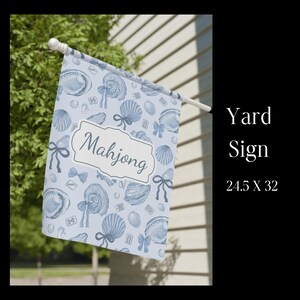 Coastal Mahjong Banner Party Flag Mahjong Decor Mah Jongg Tiles Seashell Nautical Yard Gift - Sign Only
