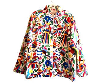 Jacket, Handsewn, Womens Fleece Velvet, Full Front Zipper & Big Pockets, Mexican Inspired Print, Beautiful Gift.
