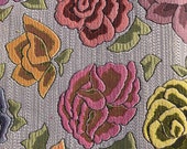 Ethnic Fabric, Mexican, Tribal, Name: Jamaica, by the yard, Upholstery, Pillows, Handbags, Jackets, Poly Blend Floral, Multi Pink Flowers