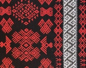 Ethnic Fabric, Mexican, Tribal Print, Name: Aztlan, Upholstery, Pillows, Handbags, Jackets, Poly Blend Red & Black