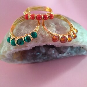 Rings with stones wrapped in copper wire - Handcrafted rings - Rings with stones